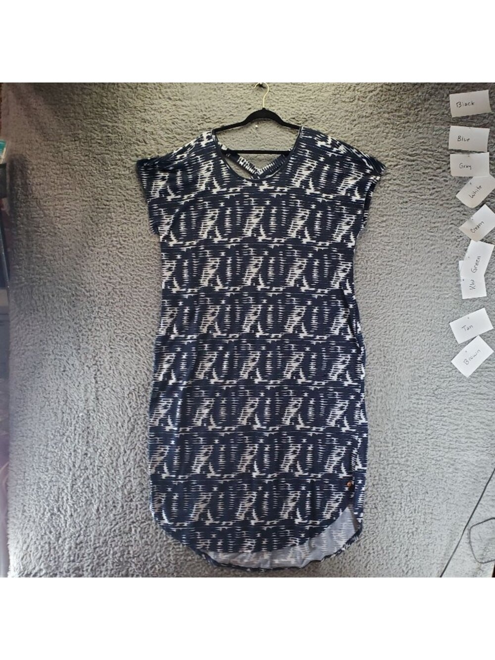 LIVI Dress Womens 22/24 Blue & White Abstract Print Lightweight Short Sleeve